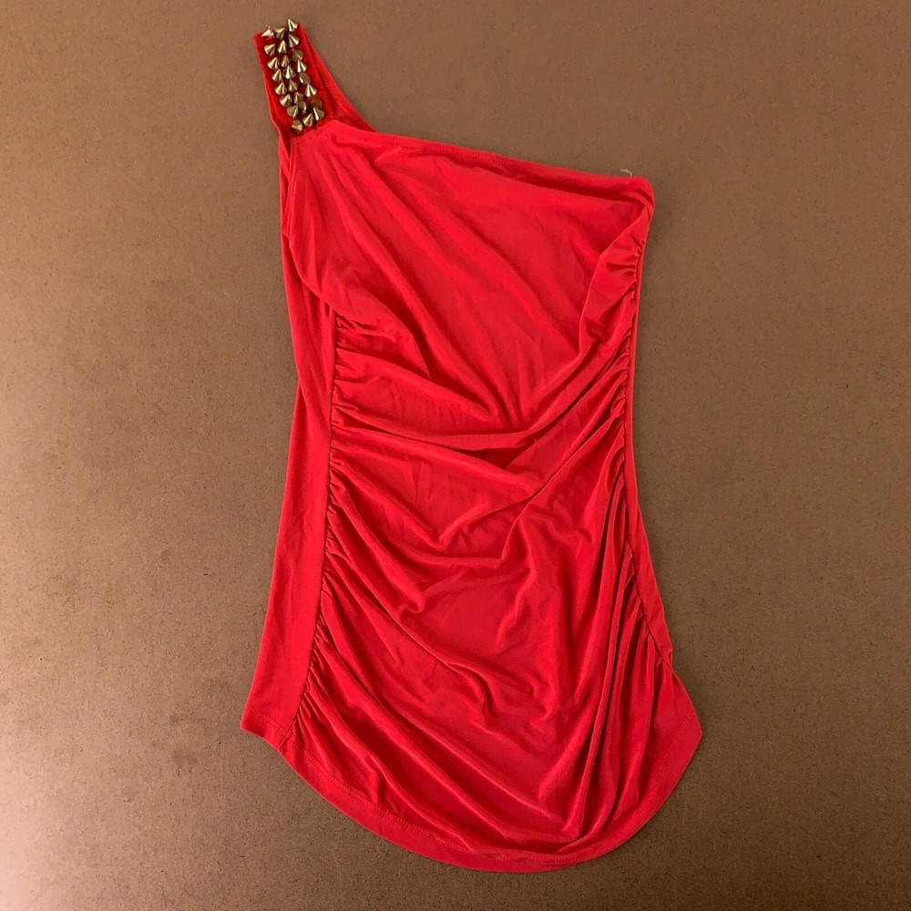 Deb Juniors Size Small Red Stretch One Shoulder Pullover Tank Top